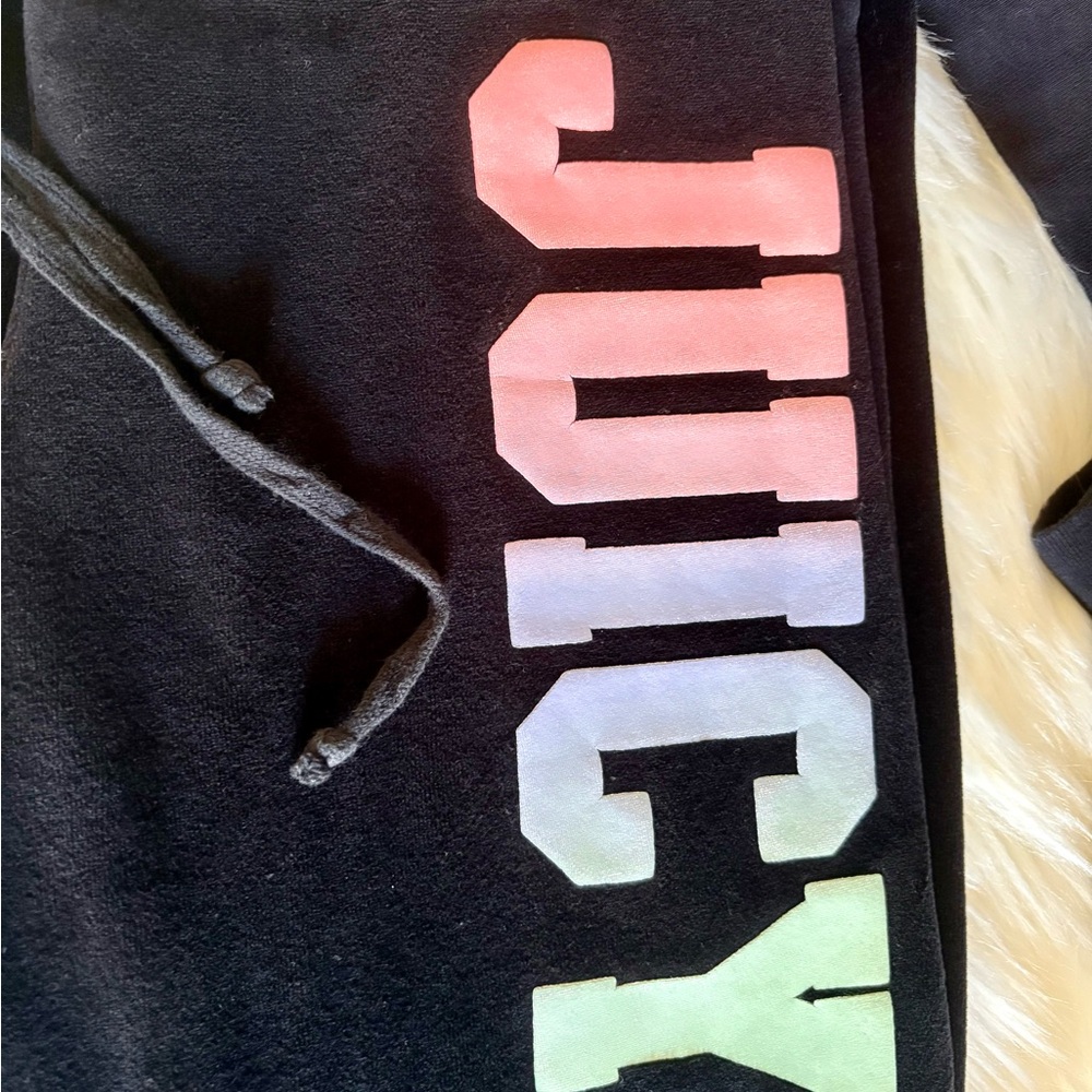 Juicy Couture Black Velour Set with Pastel Logo - Picture 3 of 8